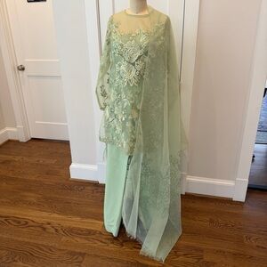 Zara Shahjahan Green Organza Suit with Silk Pants